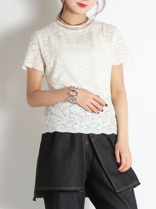 レースデザインTシャツ