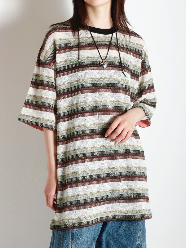 ボーダーオーバーサイズTシャツ