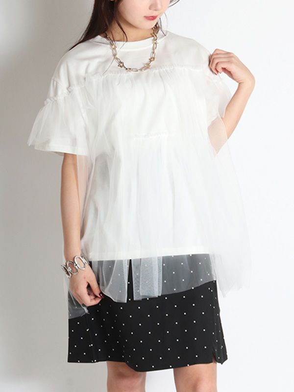 チュールレイヤードTシャツ