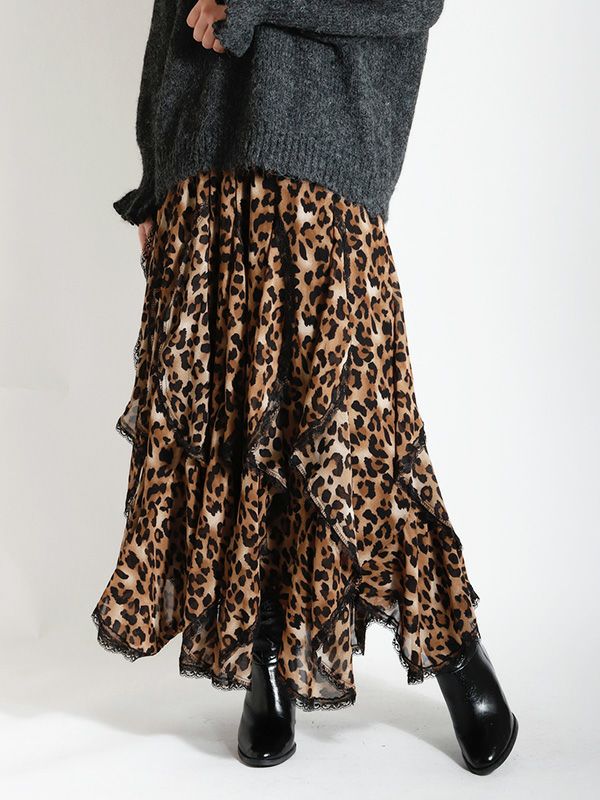 ジョーゼット素材プリントフレアースカート