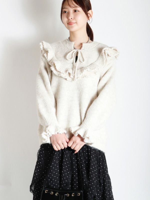 フリルニットトップス