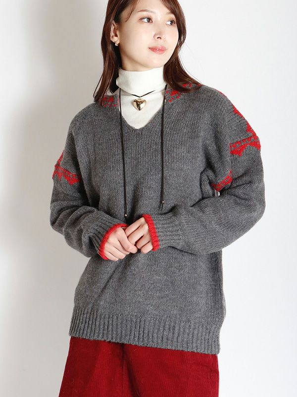 ノルディック調ニットプルオーバー