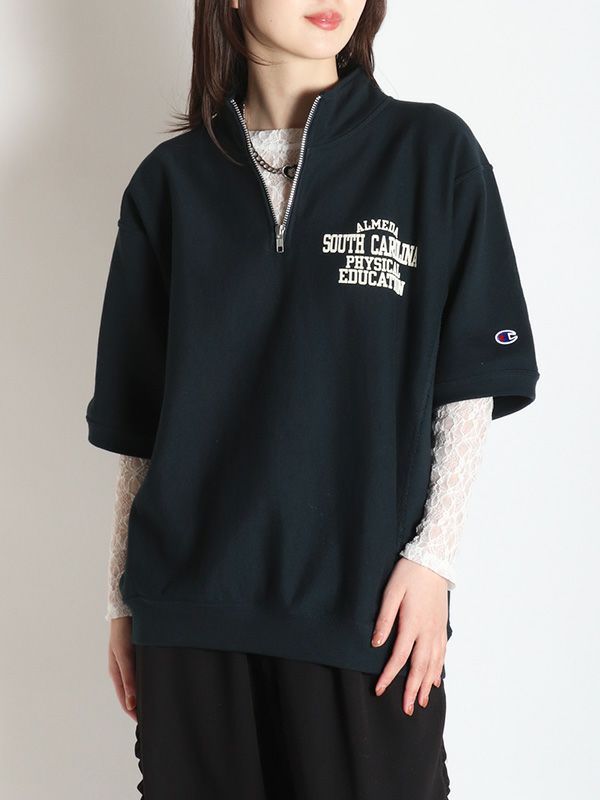 CHAMPION】ショートスリーブハーフジップスウェット | COQULE