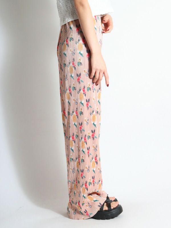 花柄ストレートプリーツパンツ | COQULE Online Shop