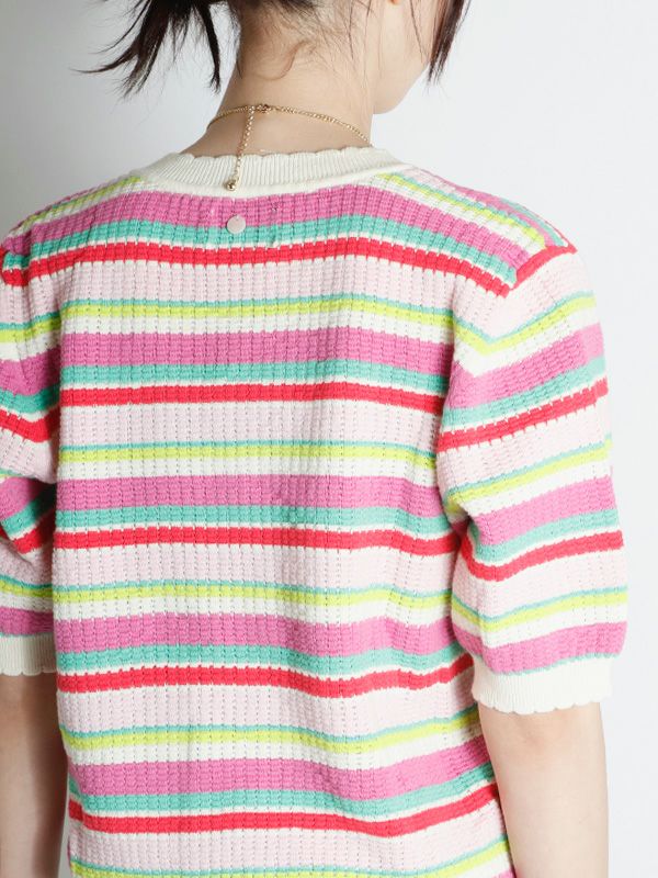 NUMPH】カラーボーダー半袖ニットトップス | COQULE Online Shop NUMPH】カラーボーダー半袖ニットトップス | COQULE Online Shop