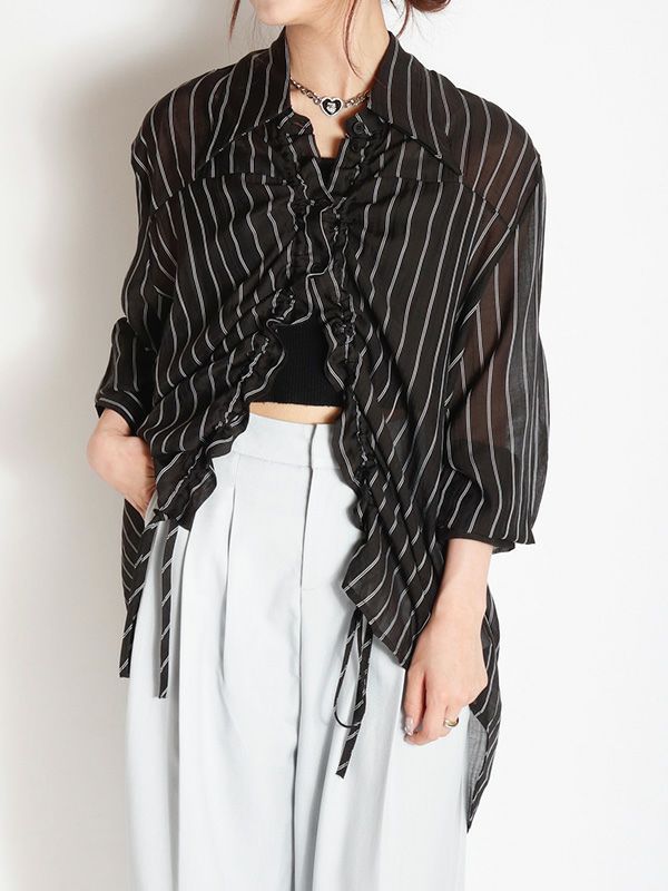 ピンストライプシアーシャツ | COQULE Online Shop