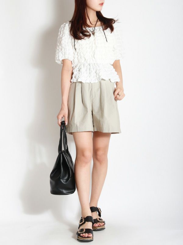 パフスリーブワッフルトップス | COQULE Online Shop