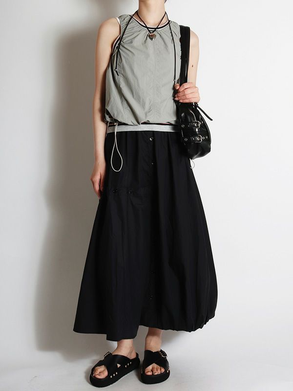 FETICO(フェティコ)のGATHERED SHEER TOP BLACK(トップス)の通販