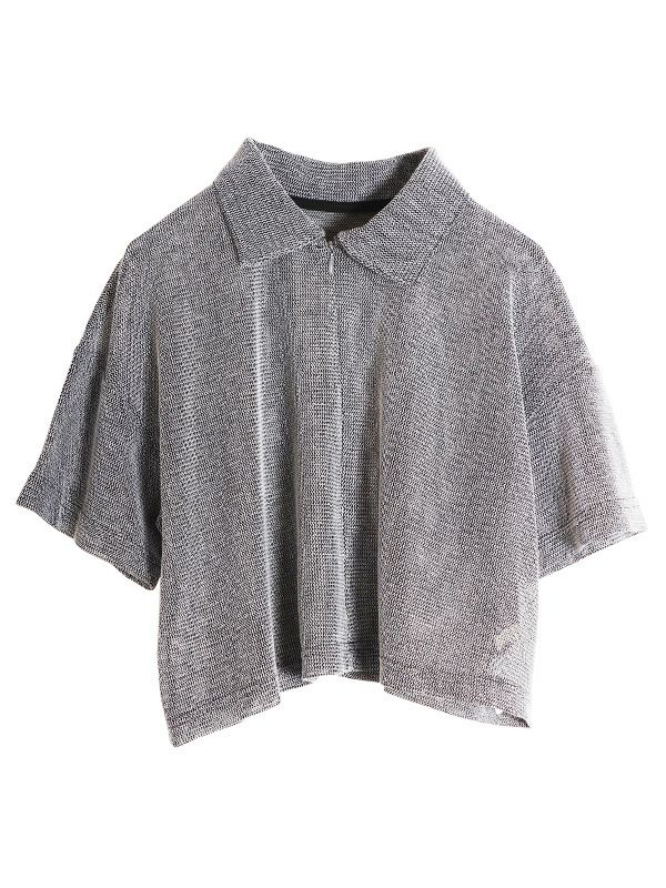 メッシュクロップドポロ襟プルオーバー | COQULE Online Shop
