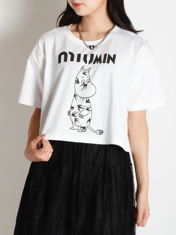 アルバム・スクラップ miu BLACK SCORE】MIU MINクロップドTシャツ | COQULE Online Shop