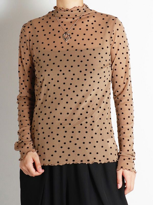 ハイネックドット柄シアートップス | COQULE Online Shop