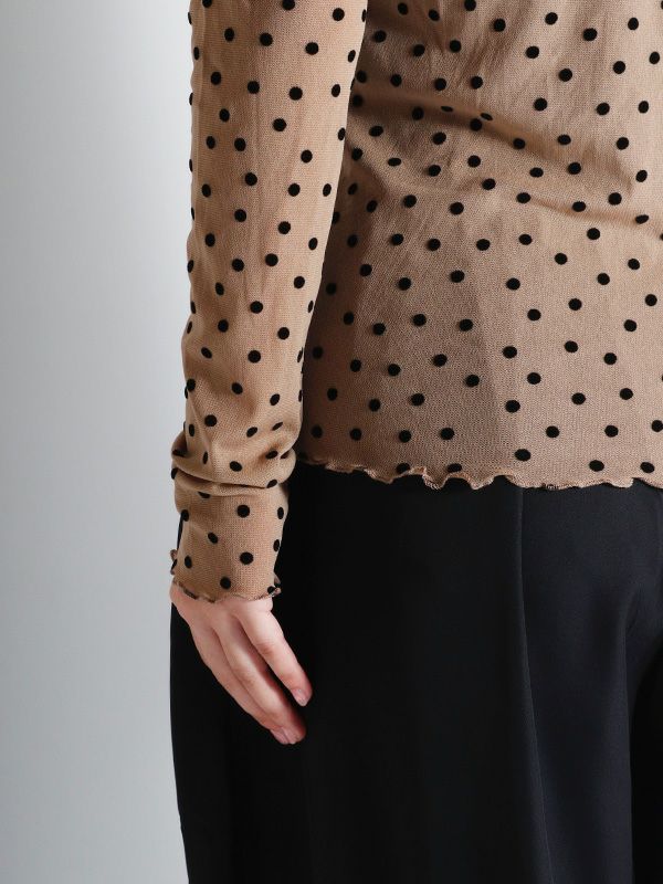 なん】 POPPY ドット柄 シアートップス Dot lace see-through top