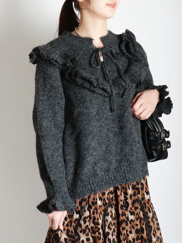 フリルニットトップス | COQULE Online Shop